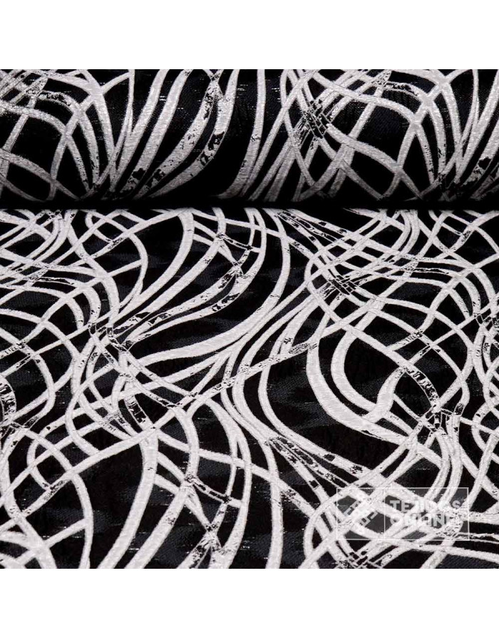 Tela Jacquard Ondas Metalizadas Gris Plata - Telas de Moda - Imagen 1