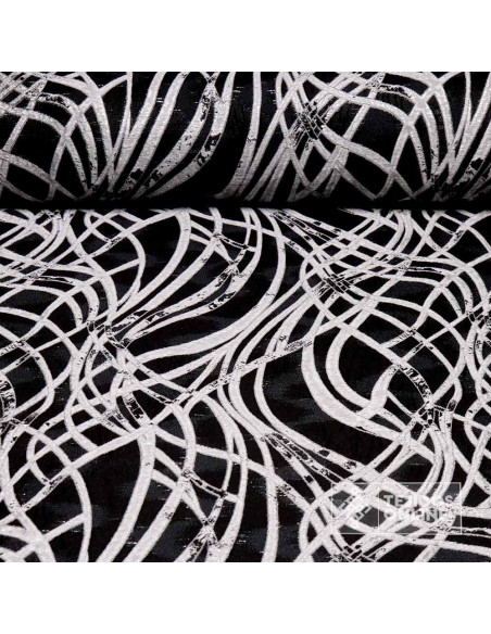 Tela Jacquard Ondas Metalizadas Gris Plata - Telas de Moda - Imagen 1