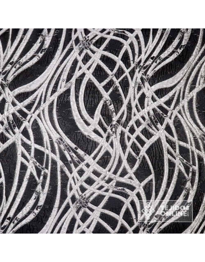 Tela Jacquard Ondas Metalizadas Gris Plata - Telas de Moda - Imagen 4