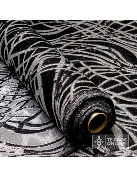 Tela Jacquard Ondas Metalizadas Gris Plata - Telas de Moda - Imagen 5