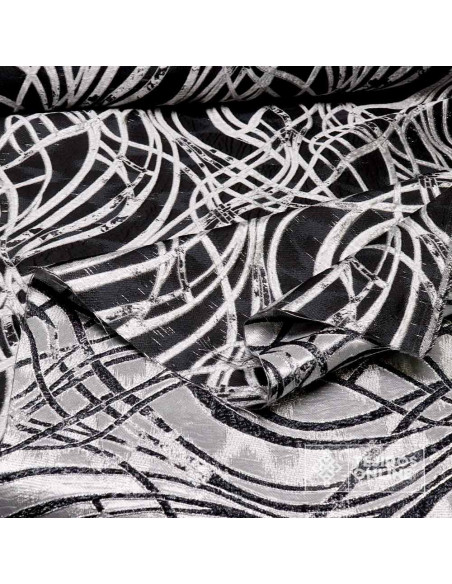 Tela Jacquard Ondas Metalizadas Gris Plata - Telas de Moda - Imagen 3