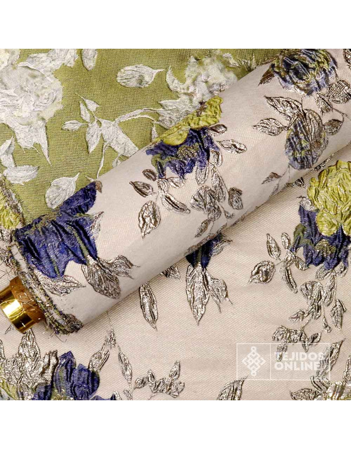 Tela Jacquard Flores Lima con Azafata - Telas de Moda - Imagen 4