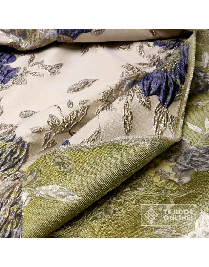 Tela Jacquard Flores Lima con Azafata - Telas de Moda - Imagen 5