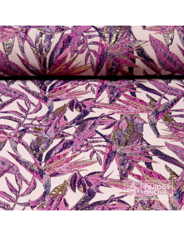 Tela Jacquard Brocado Flor Malva - Telas de Moda - Imagen 1
