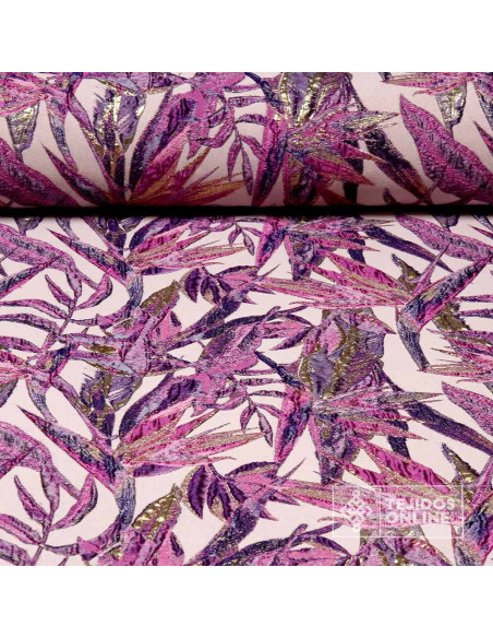 Tela Jacquard Brocado Flor Malva - Telas de Moda - Imagen 1