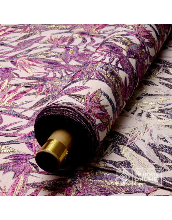 Tela Jacquard Brocado Flor Malva - Telas de Moda - Imagen 3