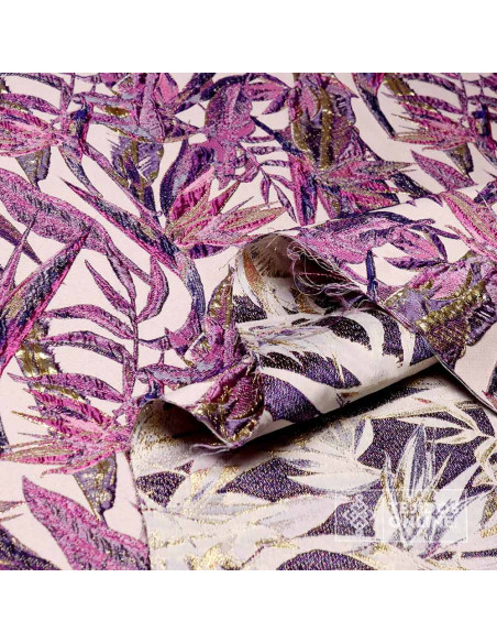 Tela Jacquard Brocado Flor Malva - Telas de Moda - Imagen 4