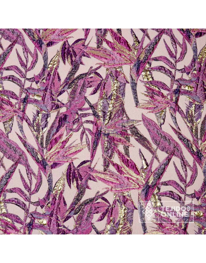 Tela Jacquard Brocado Flor Malva - Telas de Moda - Imagen 5