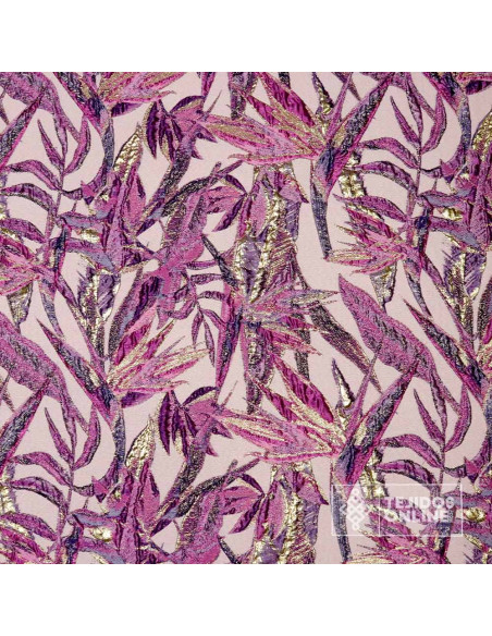 Tela Jacquard Brocado Flor Malva - Telas de Moda - Imagen 5