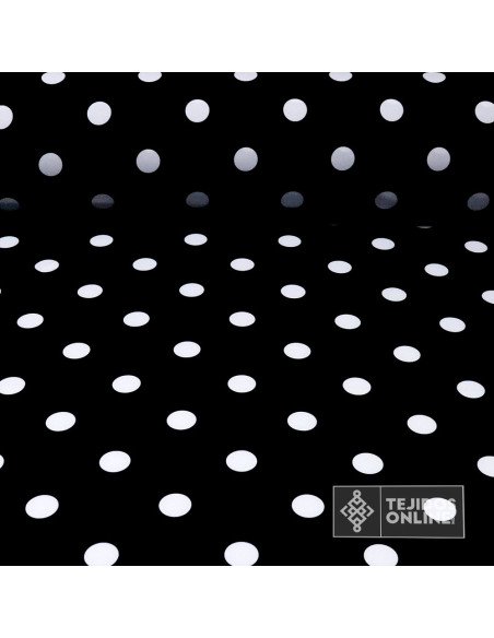 Tela Negra de Lunares - Lunar Blanco y Negro - Flamenca - Imagen 1