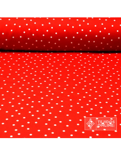Tela Roja con Lunares Blanco Lenteja