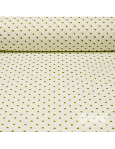 Tela Blanca con Lunares Verde Caqui Lenteja