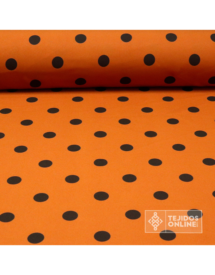 Tela Naranja Lunar Marrón para Flamenca | Lunares - Imagen 1