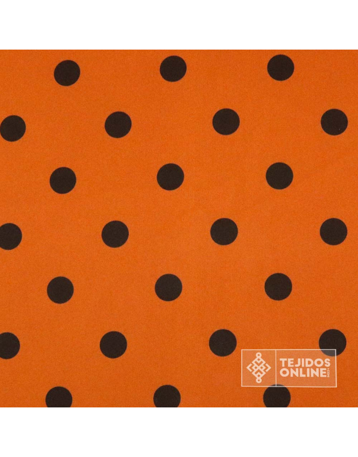 Tela Naranja Lunar Marrón para Flamenca | Lunares - Imagen 4