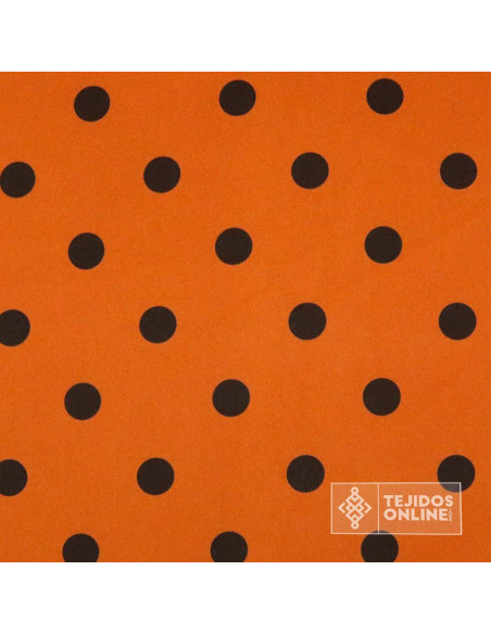 Tela Naranja Lunar Marrón para Flamenca | Lunares - Imagen 4