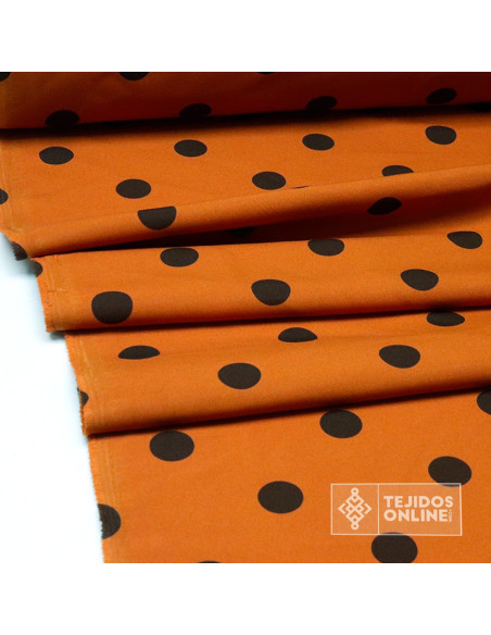 Tela Naranja Lunar Marrón para Flamenca | Lunares - Imagen 5