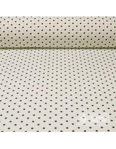 Tela Blanco Roto con Lunar Marrón Chocolate Lenteja