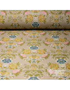 Brocado Floral Beige Flor Azafata y Rosa Cartago - Cofradías - Imagen 1