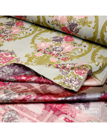 Brocado Floral Turquesa Palmira - Telas Para Cofradías - Imagen 2