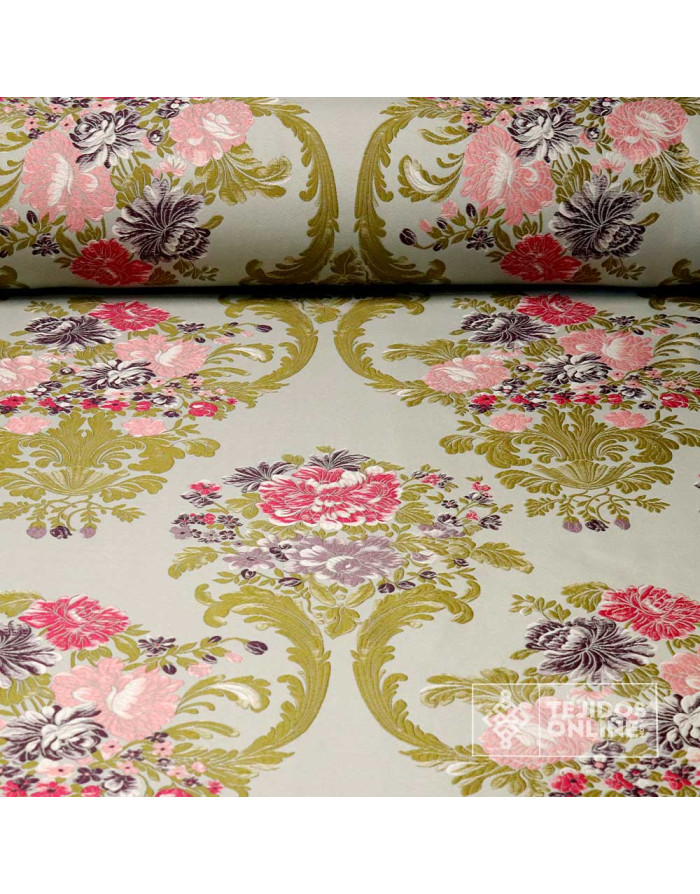 Brocado Floral Turquesa Palmira - Telas Para Cofradías - Imagen 1