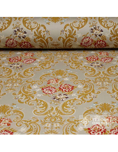 Brocado Floral Beige Con Caldera Itálica - Telas Para Cofradías - Imagen 1