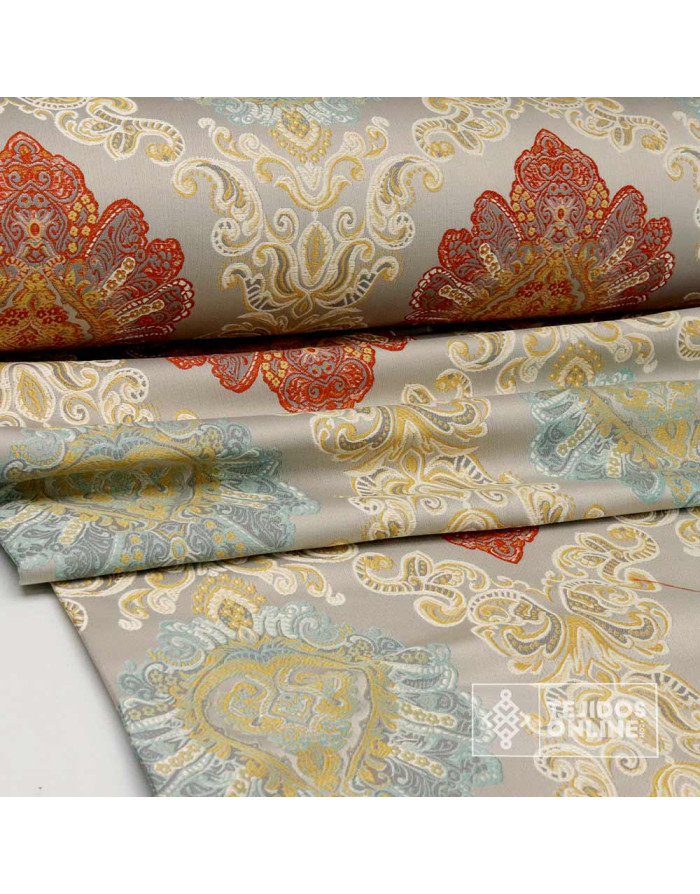 Brocado Floral Aguamarina y Caldera Hispalis - Telas Para Cofradías - Imagen 2