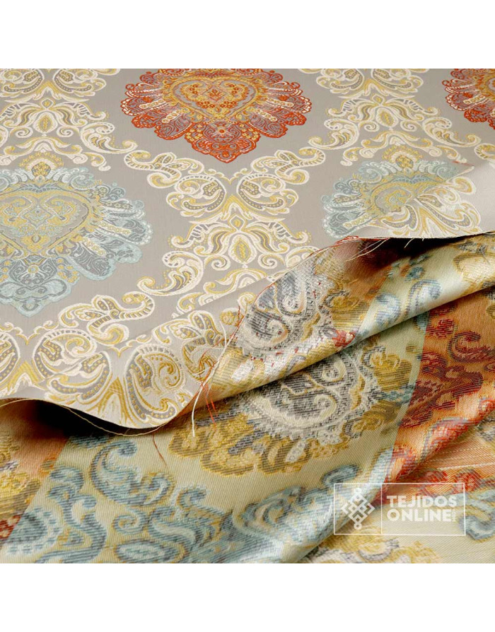 Brocado Floral Aguamarina y Caldera Hispalis - Telas Para Cofradías - Imagen 3