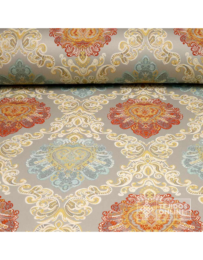 Brocado Floral Aguamarina y Caldera Hispalis - Telas Para Cofradías - Imagen 1