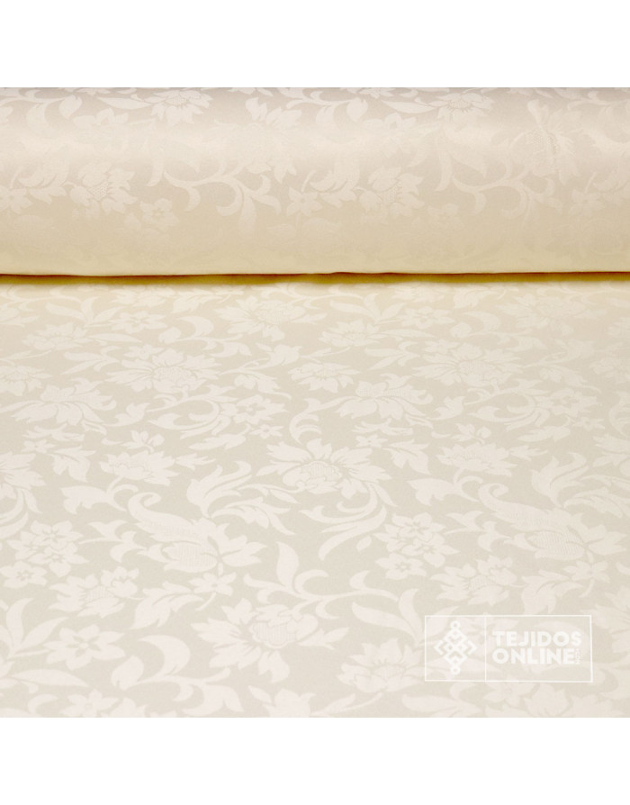 Damasco Beige Flor - Telas de Damasco - Tejidos Cofrades - Imagen 1
