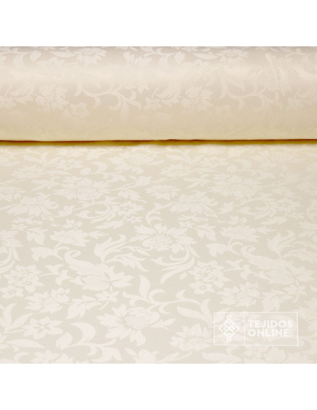 Damasco Beige Flor - Telas de Damasco - Tejidos Cofrades - Imagen 1