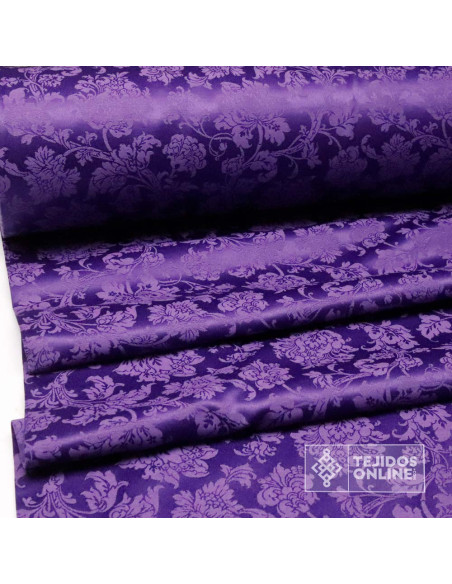 Tela Damasco Morado Floral Sintra | Ancho 2,80 m para Cofradías - Imagen 2