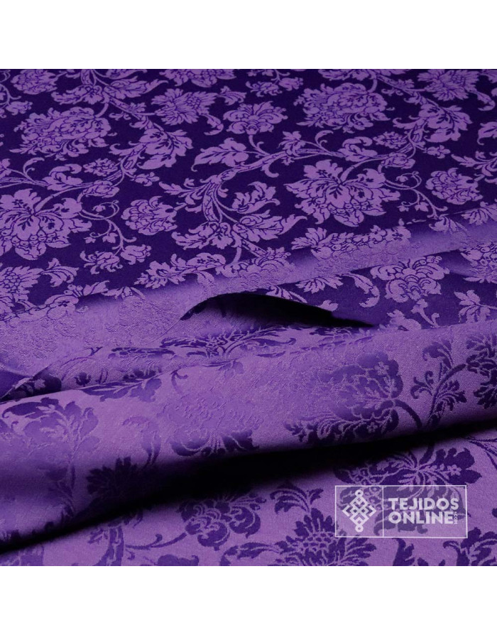 Tela Damasco Morado Floral Sintra | Ancho 2,80 m para Cofradías - Imagen 3