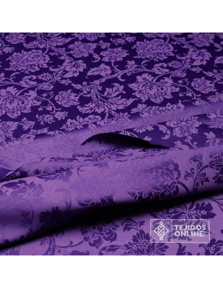 Tela Damasco Morado Floral Sintra | Ancho 2,80 m para Cofradías - Imagen 3