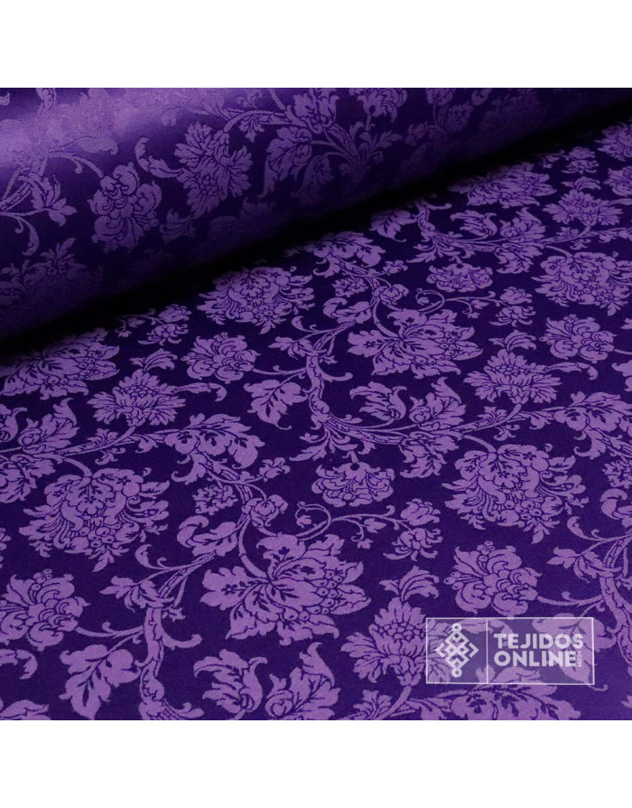 Tela Damasco Morado Floral Sintra | Ancho 2,80 m para Cofradías - Imagen 4