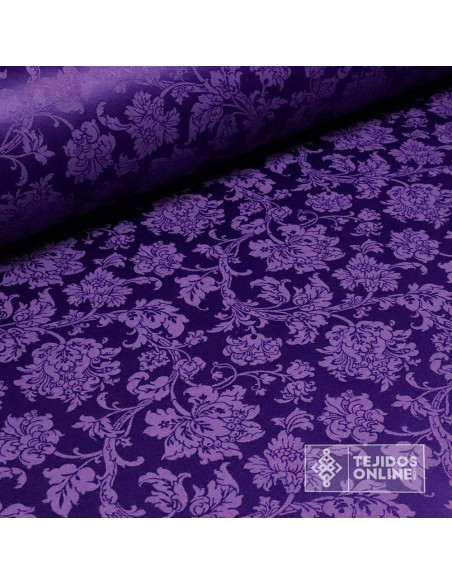 Tela Damasco Morado Floral Sintra | Ancho 2,80 m para Cofradías - Imagen 4