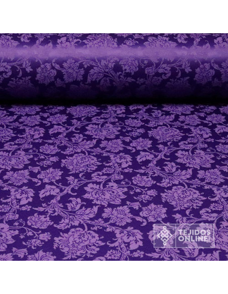 Tela Damasco Morado Floral Sintra | Ancho 2,80 m para Cofradías - Imagen 1