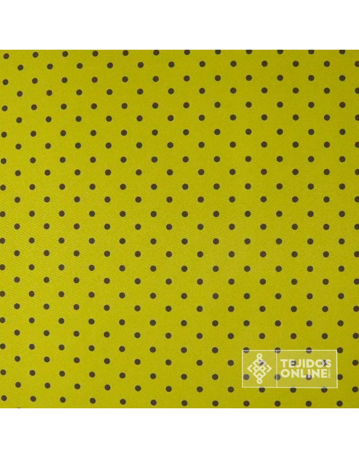 Tela Verde Caqui Lunar Marrón Chocolate Lenteja | Telas de Lunares - Imagen 3