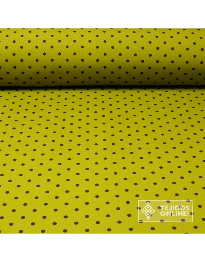 Tela Verde Caqui Lunar Marrón Chocolate Lenteja | Telas de Lunares - Imagen 1