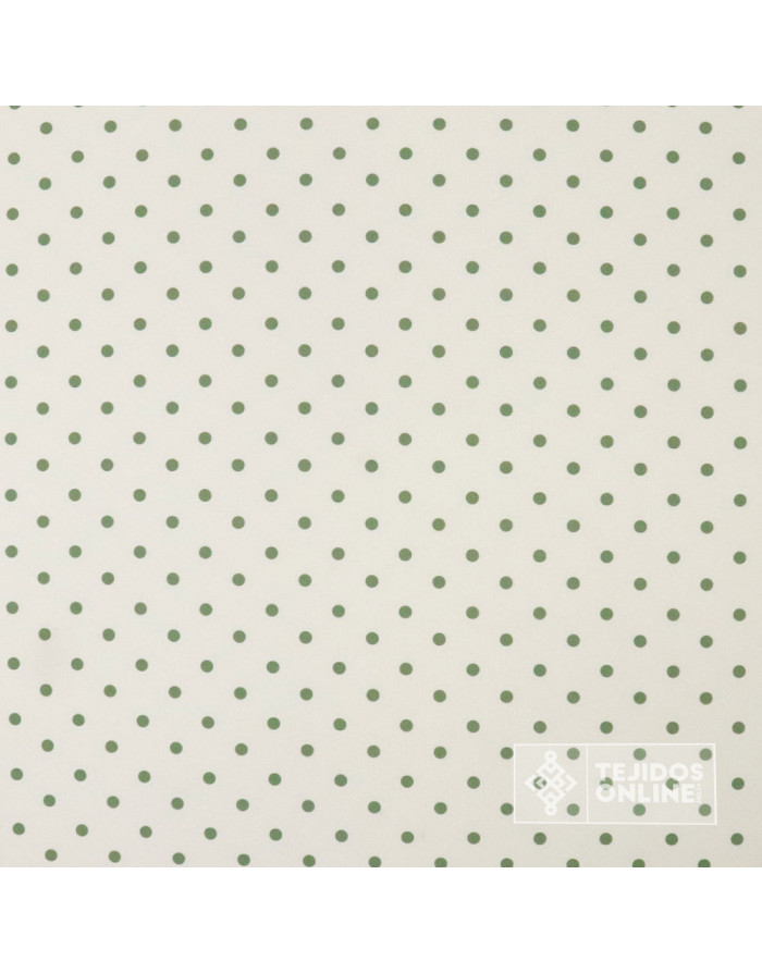 Tela Blanco Roto con Lunar Verde Suculenta | Telas de Lunares - Imagen 4