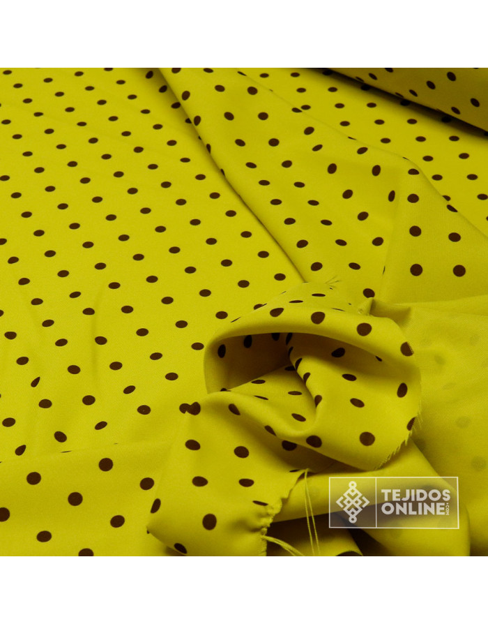 Tela Verde Pistacho con Lunar Marrón Chocolate | Telas de Lunares - Imagen 3