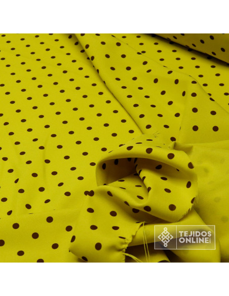 Tela Verde Pistacho con Lunar Marrón Chocolate | Telas de Lunares - Imagen 3