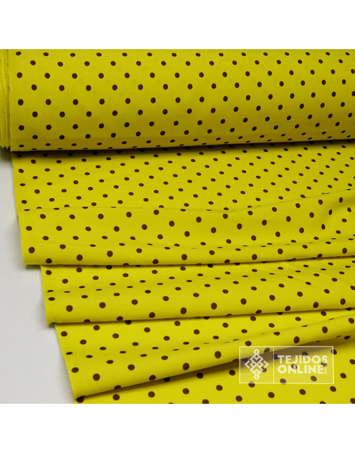 Tela Verde Pistacho con Lunar Marrón Chocolate | Telas de Lunares - Imagen 2