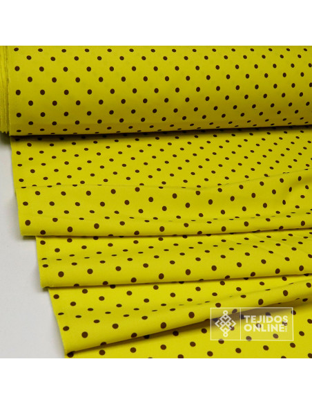 Tela Verde Pistacho con Lunar Marrón Chocolate | Telas de Lunares - Imagen 2