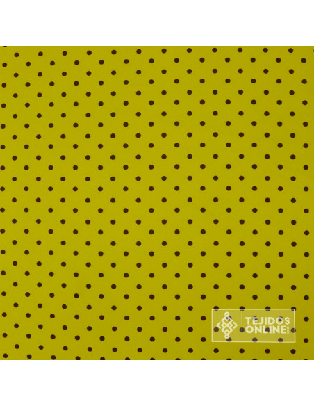 Tela Verde Pistacho con Lunar Marrón Chocolate | Telas de Lunares - Imagen 4