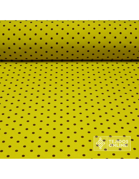 Tela Verde Pistacho con Lunar Marrón Chocolate | Telas de Lunares - Imagen 1