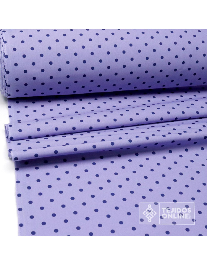 Tela Lavanda con Lunar Azul Marino | Telas de Lunares - Imagen 2
