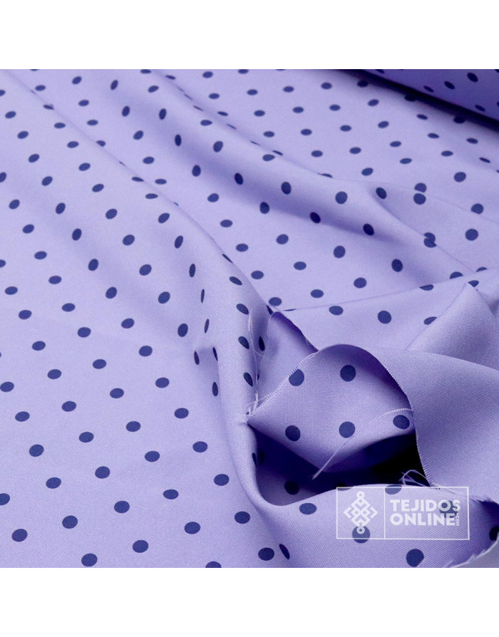 Tela Lavanda con Lunar Azul Marino | Telas de Lunares - Imagen 3
