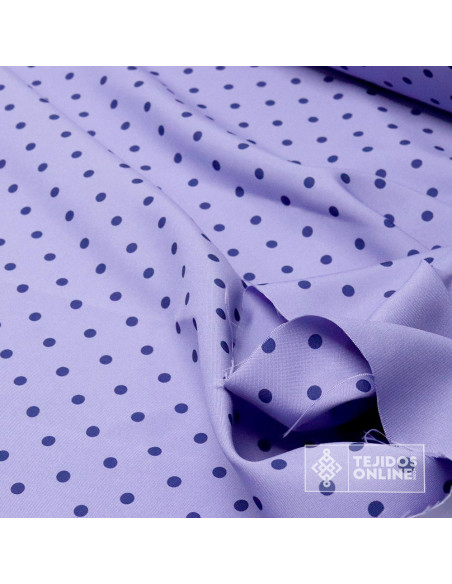 Tela Lavanda con Lunar Azul Marino | Telas de Lunares - Imagen 3