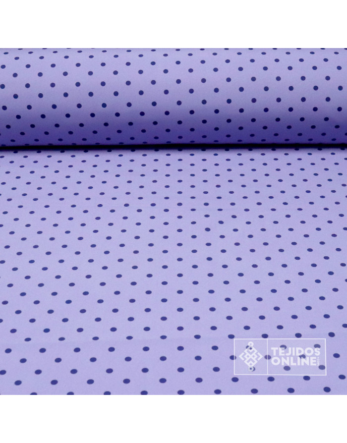 Tela Lavanda con Lunar Azul Marino | Telas de Lunares - Imagen 1