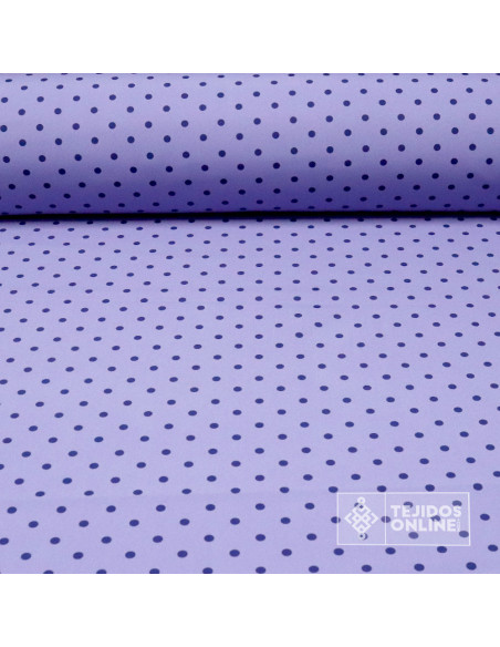 Tela Lavanda con Lunar Azul Marino | Telas de Lunares - Imagen 1